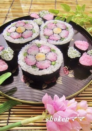 ひな祭りやお祝いに✿桃の飾り巻き寿司✿-レシピのメイン写真