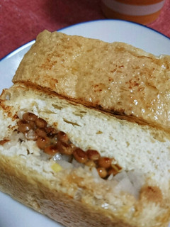 簡単☆おつまみにも♪納豆入り油揚げ挟み焼-レシピのメイン写真