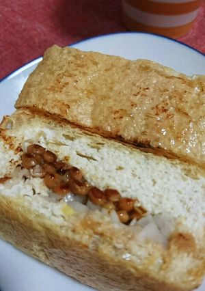 簡単☆おつまみにも♪納豆入り油揚げ挟み焼-レシピのメイン写真