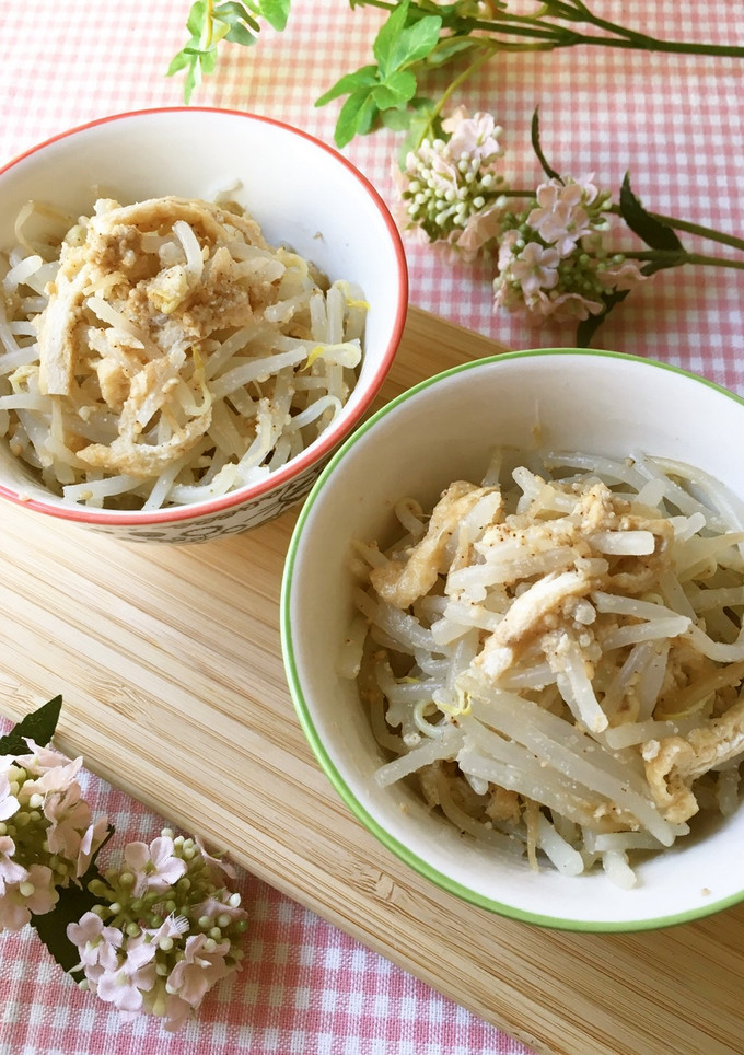 胡麻たっぷり♡もやしと油揚げの胡麻酢和え-レシピのメイン写真