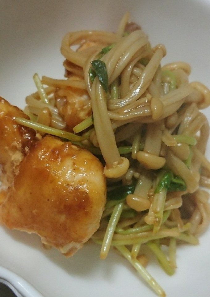 超節約！えのきと豆苗の簡単甜麺醤炒め-レシピのメイン写真