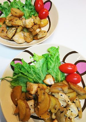 鶏、じゃがいも、蓮根の照り焼き-レシピのメイン写真