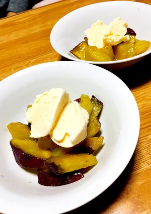 最高に美味しい！大学芋バニラアイスのせ♡-レシピのメイン写真
