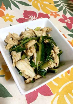 鶏胸肉と三つ葉と胡瓜のおかずサラダ-レシピのメイン写真