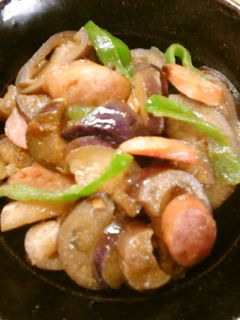 おつまみ なすとウインナーのカレー炒め-レシピのメイン写真