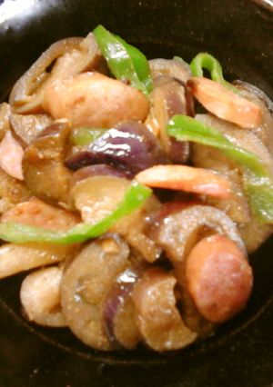 おつまみ　なすとウインナーのカレー炒め-レシピのメイン写真