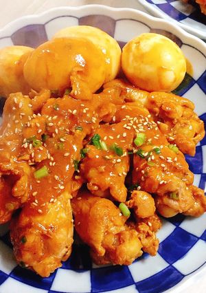 手羽元と卵の味噌コチュジャン煮-レシピのメイン写真