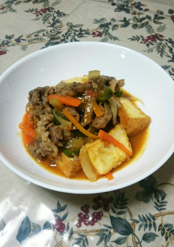 簡単♪厚揚げと牛肉の洋風トマト煮☆-レシピのメイン写真