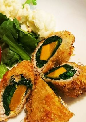 ほうれん草とかぼちゃの豚肉巻きフライ-レシピのメイン写真
