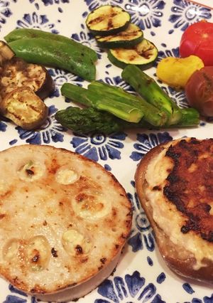 鶏ひき肉のレンコン＆椎茸ハンバーグ-レシピのメイン写真
