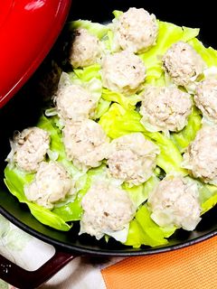 フライパンで♪椎茸入りふわふわ豆腐焼売♡-レシピのメイン写真