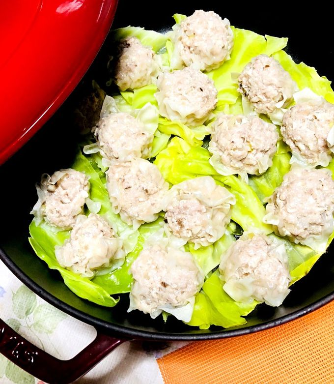 フライパンで♪椎茸入りふわふわ豆腐焼売♡-レシピのメイン写真