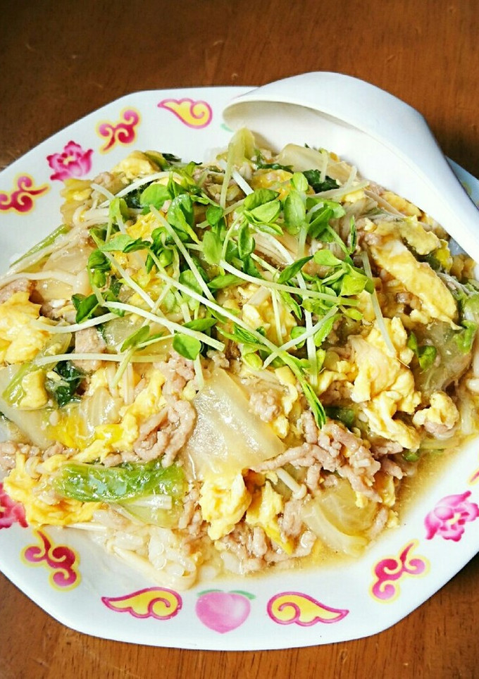 白菜と豚ひき肉の中華風あんかけ丼-レシピのメイン写真