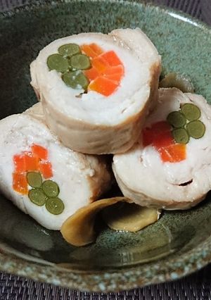 レンジで♪鶏むねチャーシュー野菜ロール-レシピのメイン写真