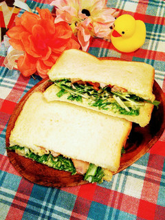 余ったハムと水菜のサンドイッチ-レシピのメイン写真