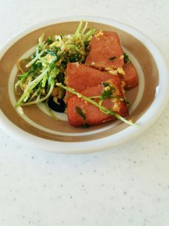 豆苗とポークハムの卵とじ-レシピのメイン写真