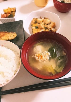 鶏団子と春雨の生姜みそ汁-レシピのメイン写真