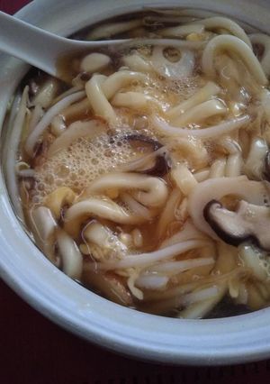１人ランチに♪とろみもやし鍋焼きうどん-レシピのメイン写真