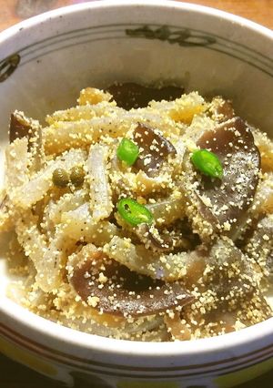 生きくらげ、糸コンニャクのタラコ和え-レシピのメイン写真