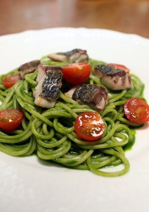 薬膳・鯵とホウレン草のグリーンパスタ-レシピのメイン写真