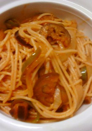 1人分　なす入りピリ辛ナポリタン　ランチ-レシピのメイン写真