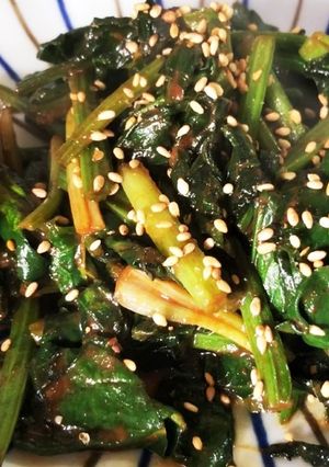 簡単!時短『豆味噌タレ』のほうれん草炒め-レシピのメイン写真