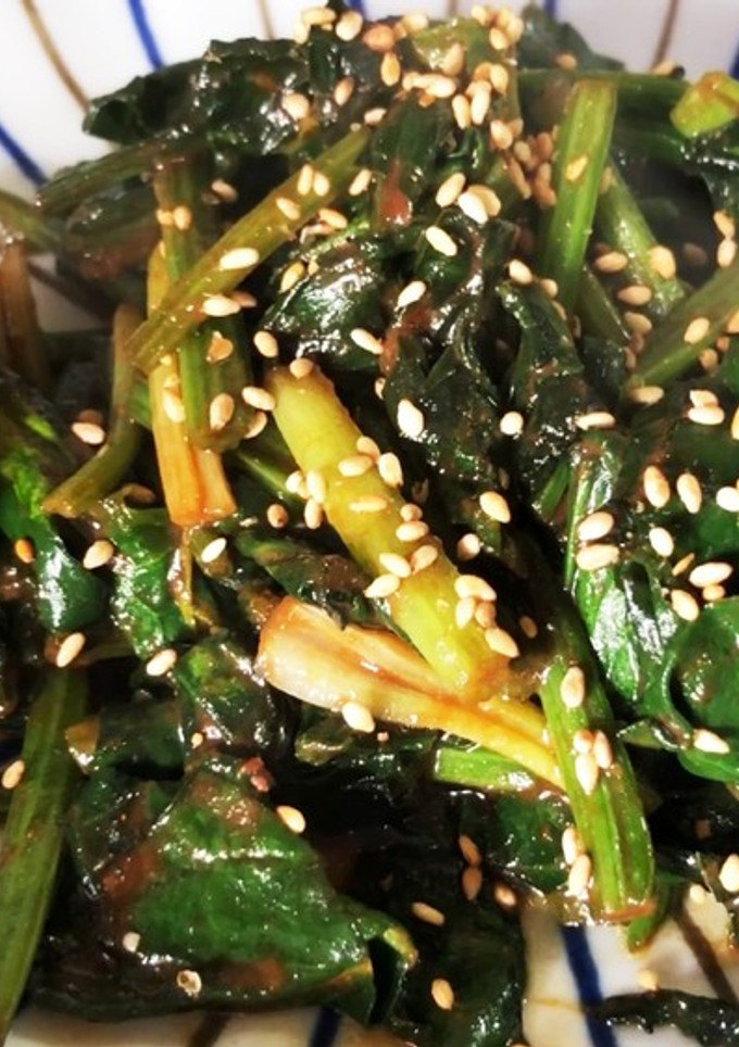 簡単！時短『豆味噌タレ』のほうれん草炒め-レシピのメイン写真