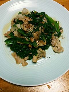 わさび菜と豚バラのマヨ炒め-レシピのメイン写真