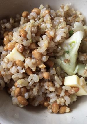 味噌風味。納豆と餃子のまぜご飯-レシピのメイン写真