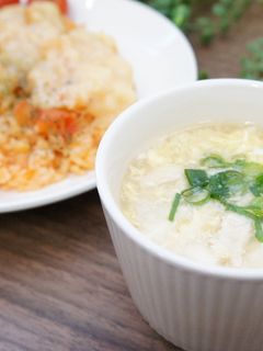簡単!サラダチキンde卵スープ-レシピのメイン写真