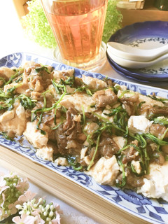 時短簡単♡豆苗と豆腐と牛肉の牡蠣油炒め-レシピのメイン写真