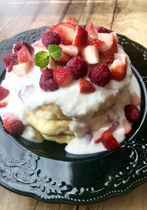 甘酒で食べるパンケーキストロベリーソース-レシピのメイン写真