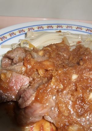 牛肉薄切り焼き　自家製宮のたれ風使用☆-レシピのメイン写真