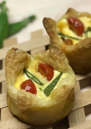 新玉ねぎとスナップえんどうのミニキッシュ-レシピのメイン写真