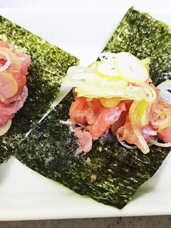 おつまみ☆ごま油が合う◎ネギトロのり巻き-レシピのメイン写真