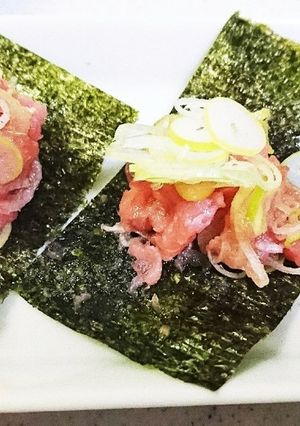 おつまみ☆ごま油が合う◎ネギトロのり巻き-レシピのメイン写真