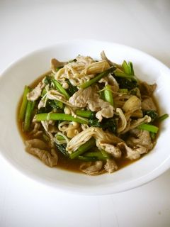 豚肉の小松菜とえのき茸の焼肉のタレ炒め♪-レシピのメイン写真