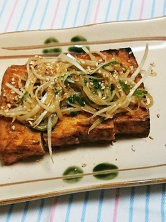 ごま油香る 焼き厚揚げのねぎ乗せ減塩仕様-レシピのメイン写真