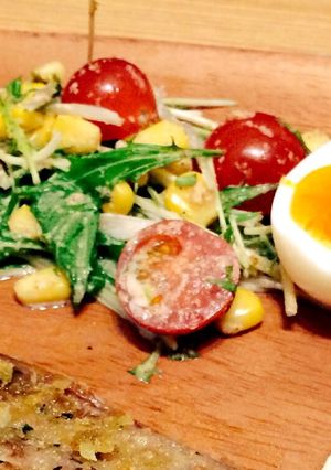 水菜とトマトの胡麻マヨサラダ-レシピのメイン写真