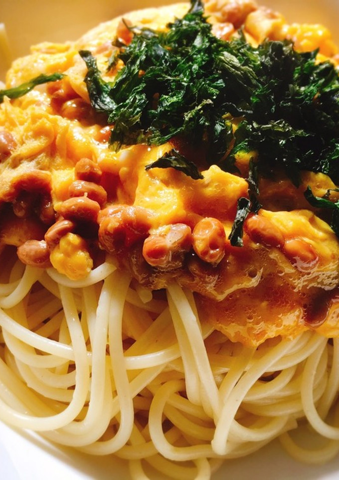 とろとろ半熟納豆オムレツの和風パスタ-レシピのメイン写真