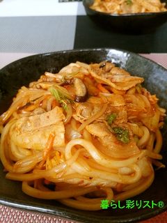 もやしでボリューミー☆豚キム焼きうどん-レシピのメイン写真