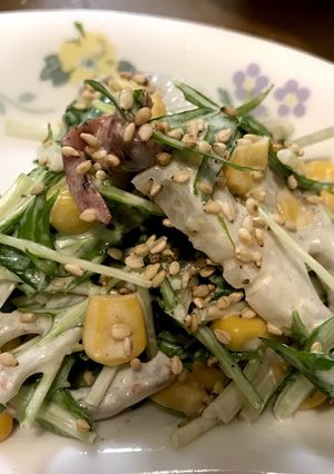 水菜レンコンコーンサラダ-レシピのメイン写真