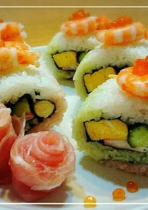 ひな祭りに*3色 ロール巻き寿司-レシピのメイン写真