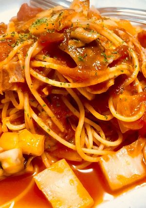 白菜とキノコのトマトソースパスタ-レシピのメイン写真