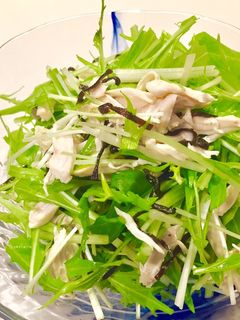 超簡単!ササミと水菜の塩昆布サラダ-レシピのメイン写真