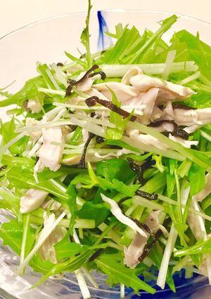 超簡単！ササミと水菜の塩昆布サラダ-レシピのメイン写真