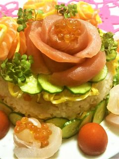 ひな祭りやお祝にちらし寿司ケーキ-レシピのメイン写真