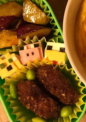 マイクラ弁当 記録用 ニワトリ ヤマネコ-レシピのメイン写真