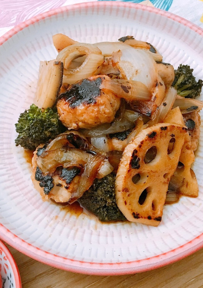 鶏団子と野菜の黒酢炒め-レシピのメイン写真