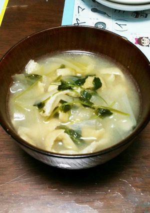 豆苗と玉ねぎのお味噌汁-レシピのメイン写真